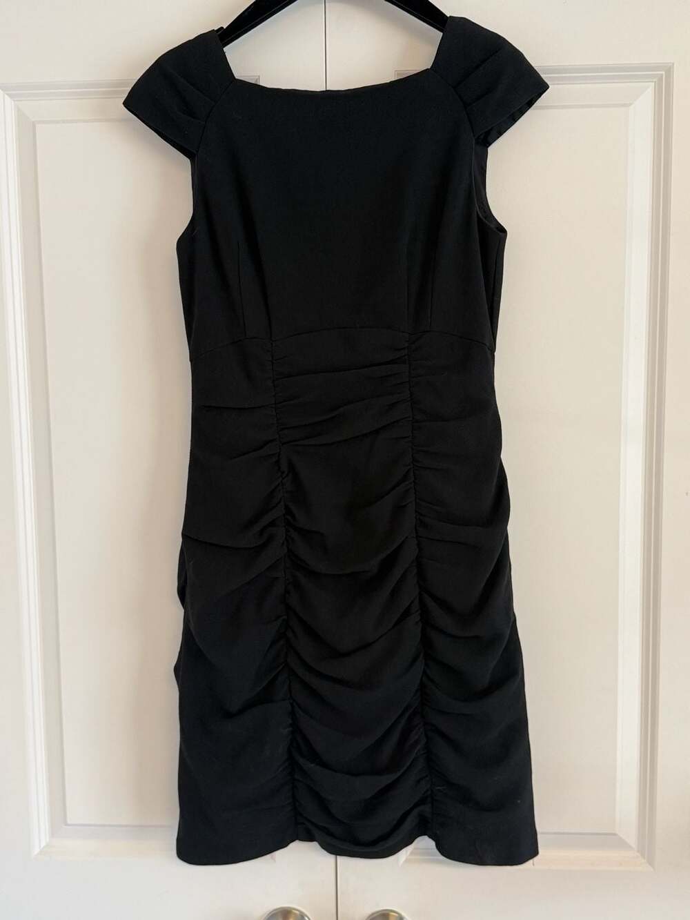 Nanette Lepore Black Ruched Cap Sleeve Cocktail Dress Size 8